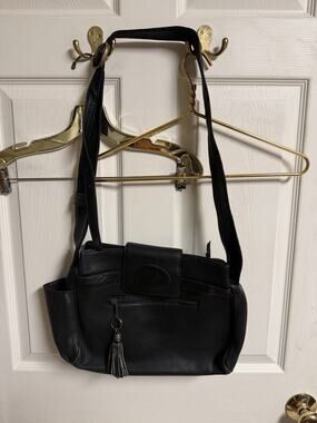 Vintage American Angel Dk. Black Leather Shoulder Bag Purse 15x10 90s 80s